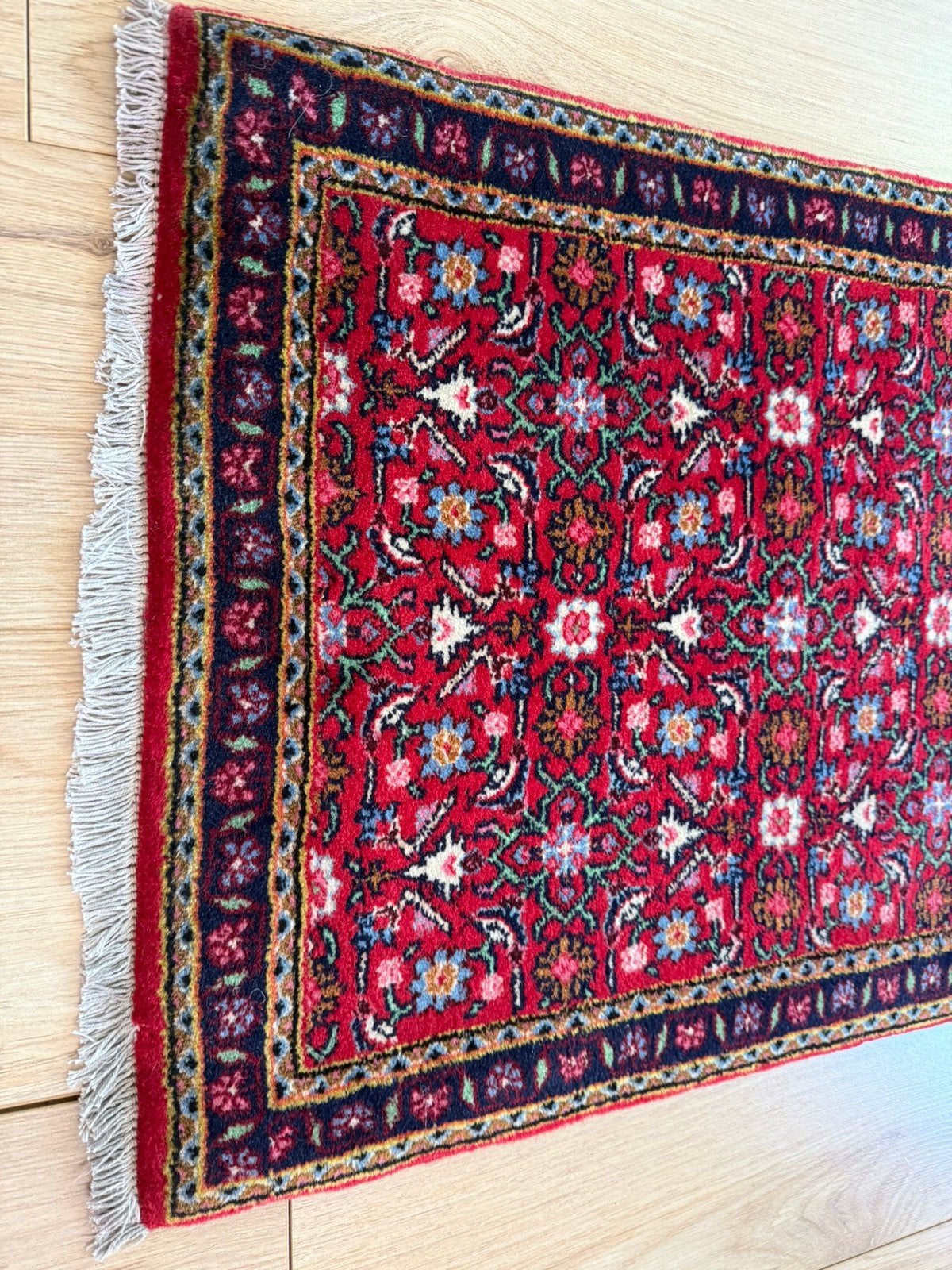 Vintage Perzische loper Hamadan, handgeknoopt, 222 x 52 cm, Gebruikt, 1053ML, Amsterdam, Info@bababoho.com, 200 cm of meer