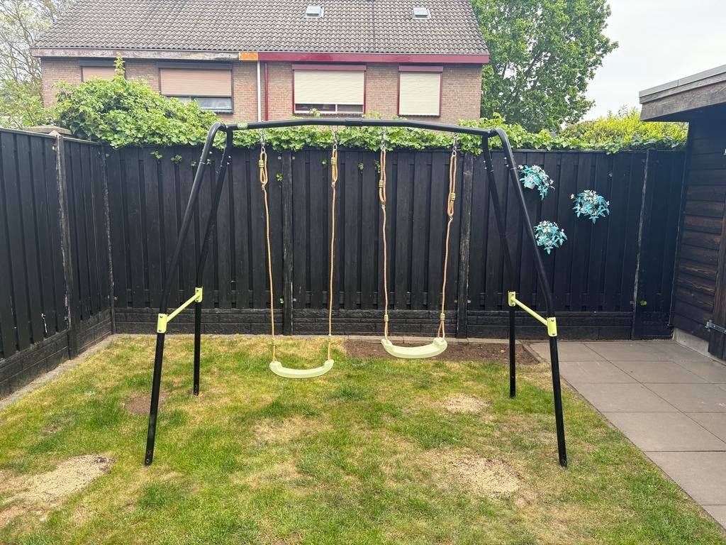 Exit schommel incl nestschommel, duikelrek en Grondankers, Ophalen, Zo goed als nieuw, Schommel