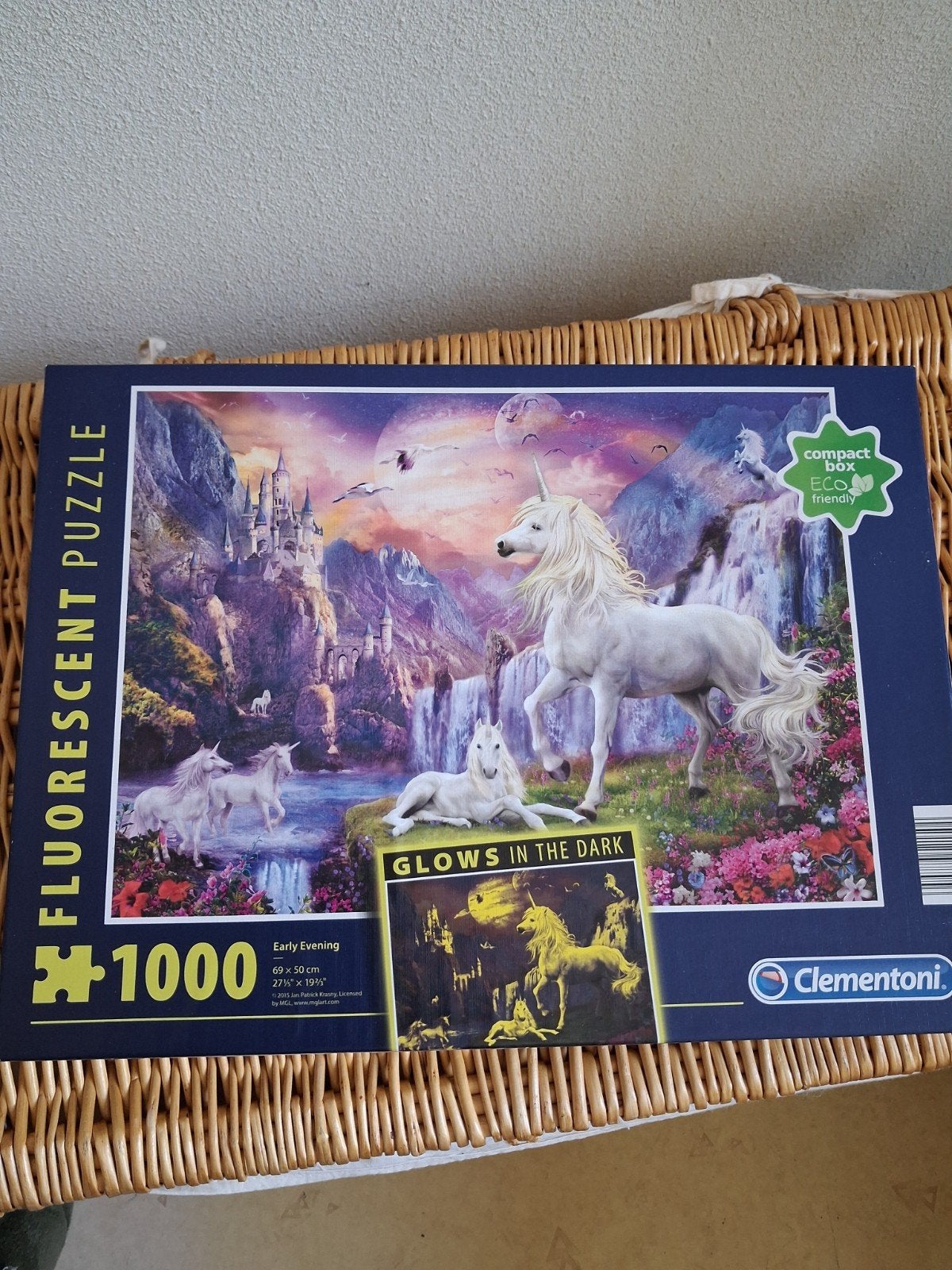 Clementoni Fluorescerende Eenhoorn Puzzel 1000 stukjes, Ophalen of Verzenden, 500 t/m 1500 stukjes, Zo goed als nieuw, Legpuzzel