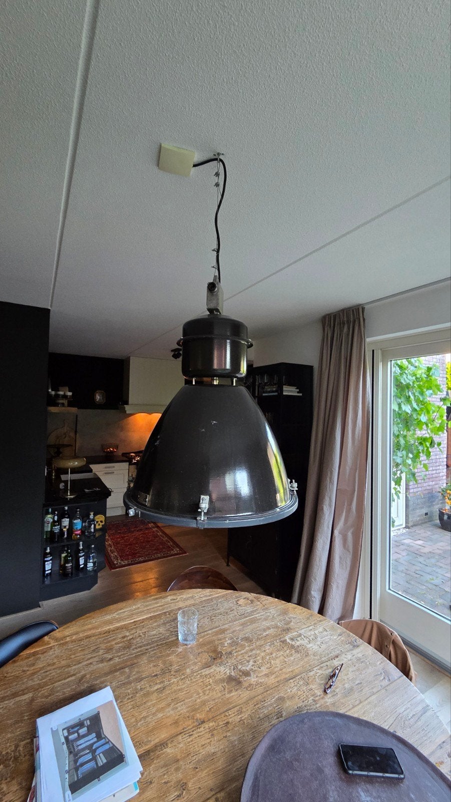 Industriële hanglamp, Huis en Inrichting, Lampen | Hanglampen, Ophalen, Gebruikt, Metaal, Retro, industrieel