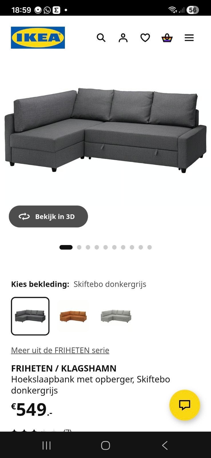 Ikea friheten hoekslaapbank / hoekbank/ slaapbank, Ophalen of Verzenden, Zo goed als nieuw, Tweepersoons, 140 cm