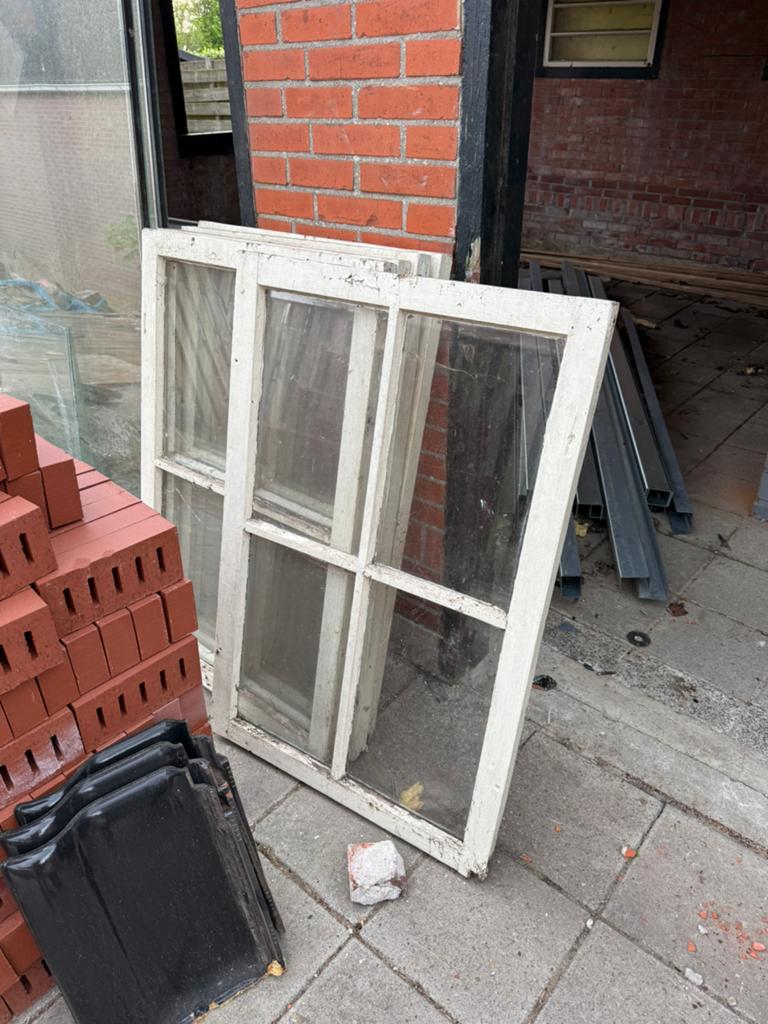 Docoratie ramen met glas 4 stuks, Doe-het-zelf en Verbouw, Glas en Ramen, Gevelraam of Ruit, Gebruikt, Minder dan 80 cm, 80 tot 120 cm