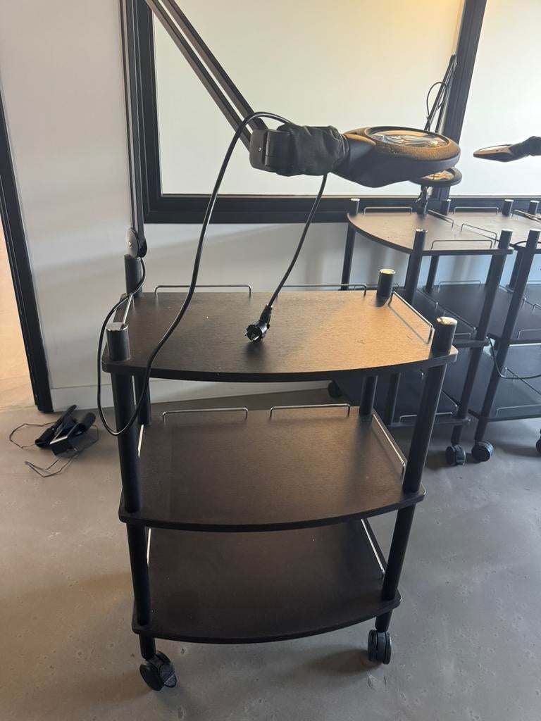 Gharieni werktafel lamica houtdecor,  incl. loeplamp, Ophalen, Zo goed als nieuw