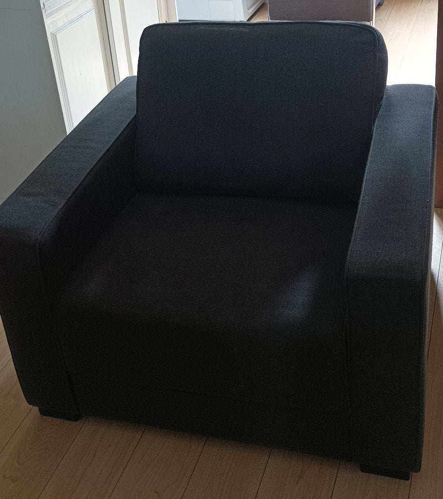 Fauteuil zwart, Huis en Inrichting, Ophalen, Gebruikt, 75 tot 100 cm, Rechte bank