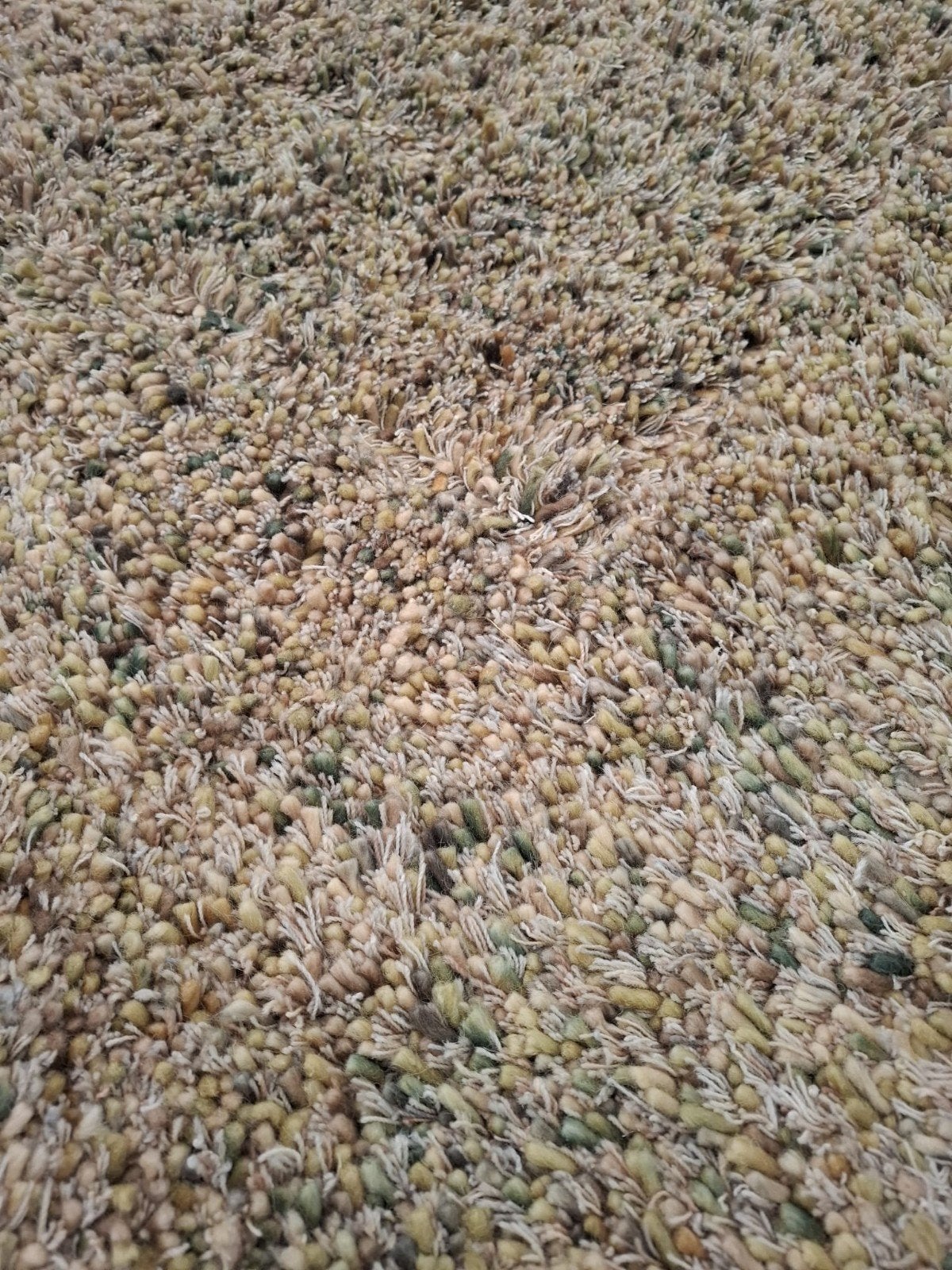 Hoogpolig wollen vloerkleed Brinker, groentinten, 230x180cm, Ophalen, Gebruikt, Hoogpolig, Modern, Natuurlijk, 150 tot 200 cm