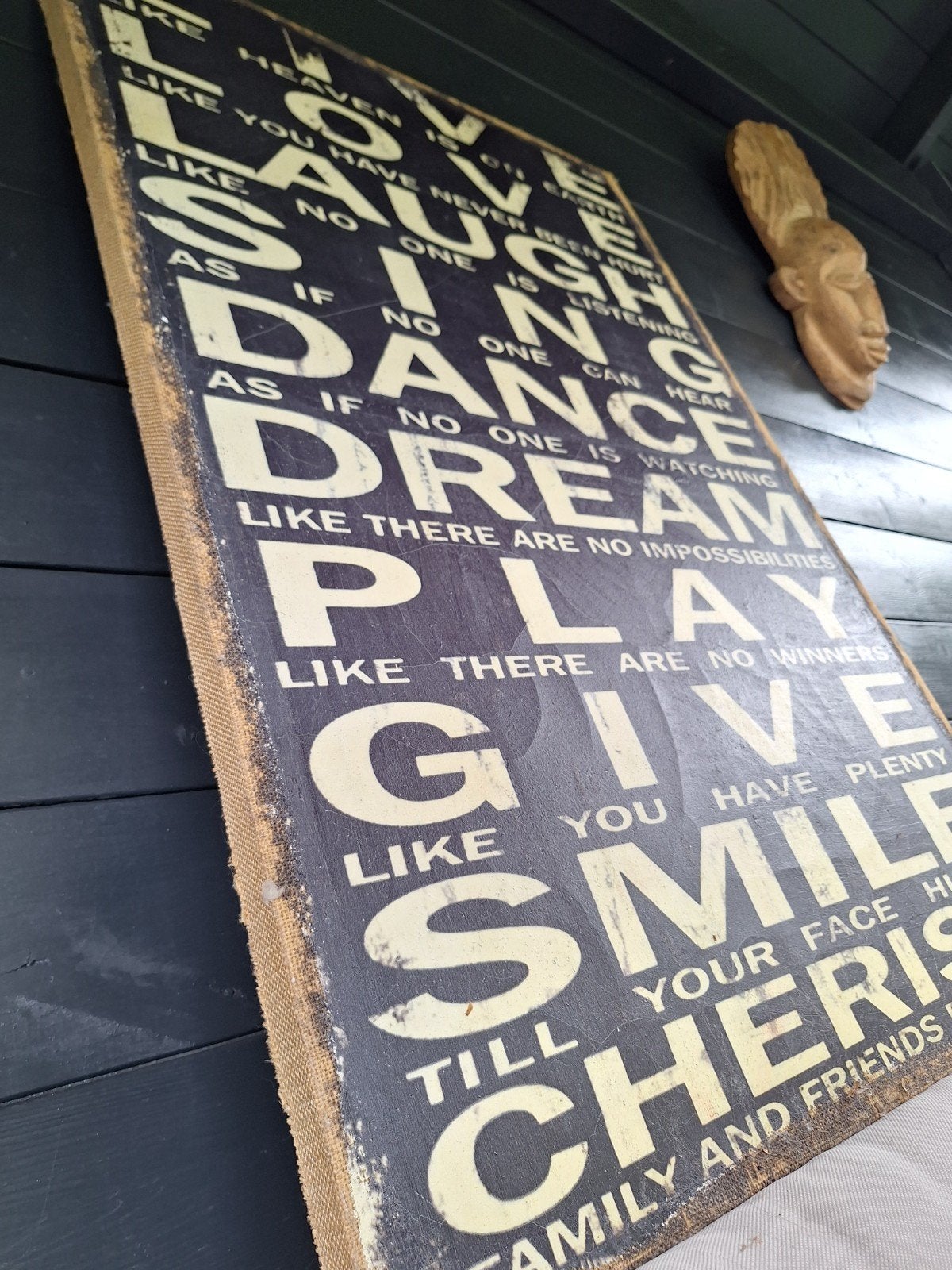 Wandbord,Jute,spreuken,tekstbord,woondecoratie,stoer, Ophalen