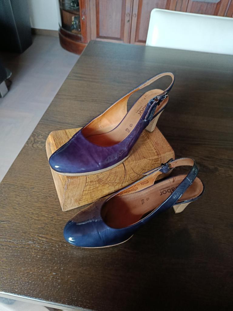 Gabor slingback pumps - Blauw lakleer - Maat 6.5 (39.5), Pumps, Blauw, Gabor, Ophalen of Verzenden