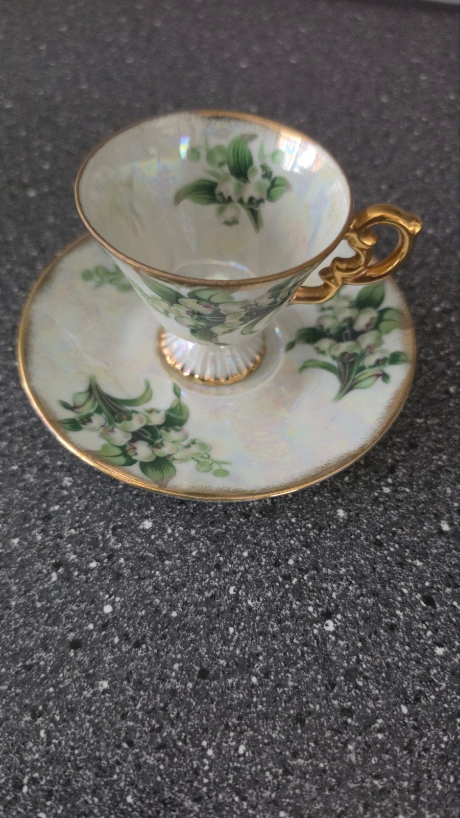 Vintage 'Lily of the Valley' kop en schotel, Antiek en Kunst, Ophalen of Verzenden