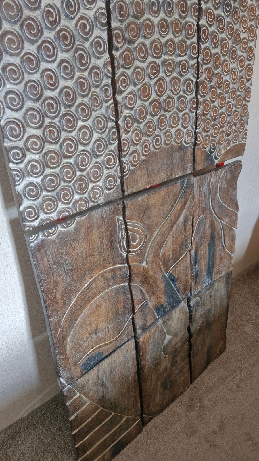 Houten Boeddha wand paneel, 9-delig., Ophalen
