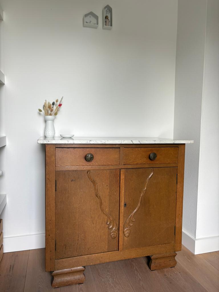 Art deco/antiek dressoir met marmer blad!, Huis en Inrichting, Kasten | Dressoirs, Ophalen, Gebruikt, 25 tot 50 cm, 50 tot 100 cm