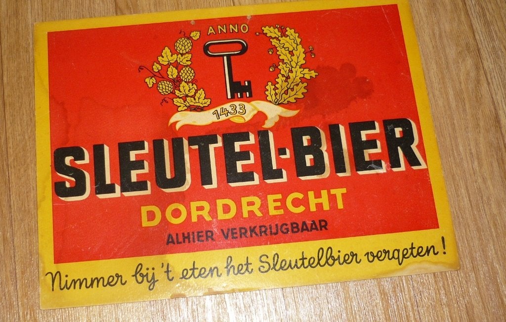 reclame bordje, SLEUTEL-BIER DORDRECHT., Verzamelen, Ophalen of Verzenden, Gebruikt, Reclamebord