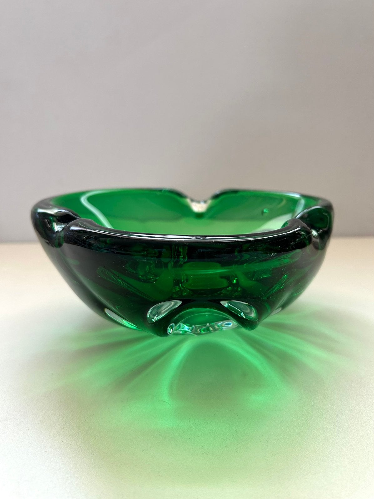 Grote Murano stijl asbak schaal smaragdgroen, Ophalen of Verzenden