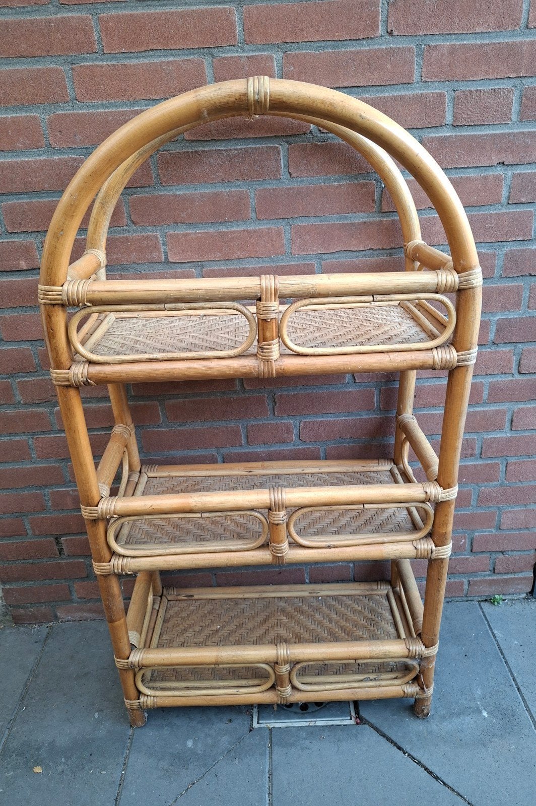 Vintage Bamboe/Rotan Rekje met 3 Planken, Ophalen of Verzenden