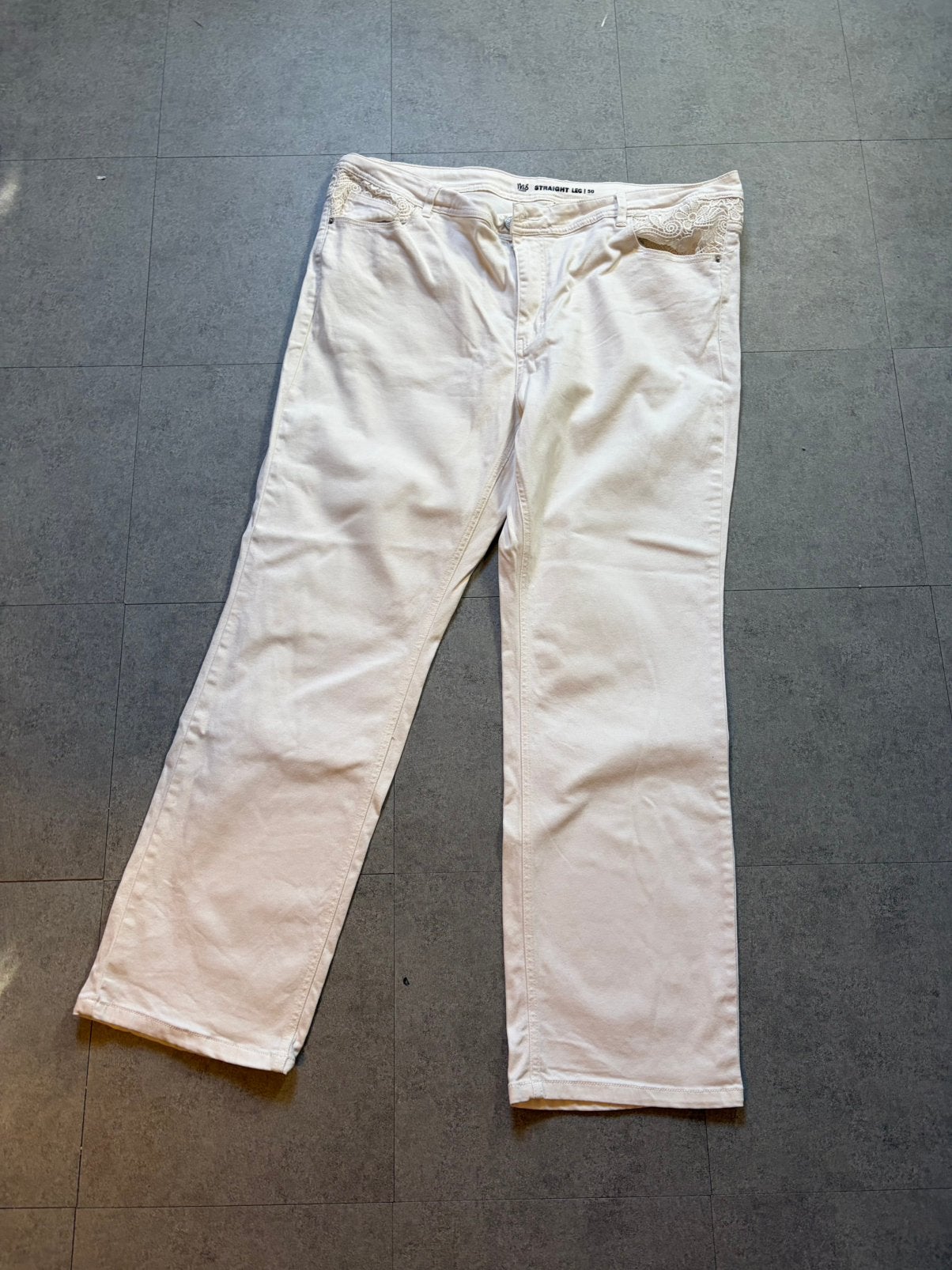 Witte jeans maat 50 ms mode, Verzenden, Wit, Maat 46/48 (XL) of groter, Zo goed als nieuw