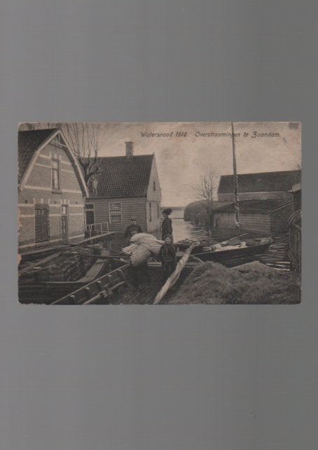 Zaandam Watersnood 1916 Achterzijde Zuiddijk Pantepad, Ophalen of Verzenden, Voor 1920, Ongelopen, Noord-Holland