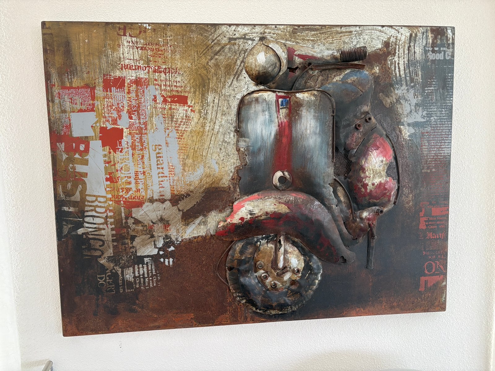 Metalen wanddecoratie in 3D , Vespa, Ophalen