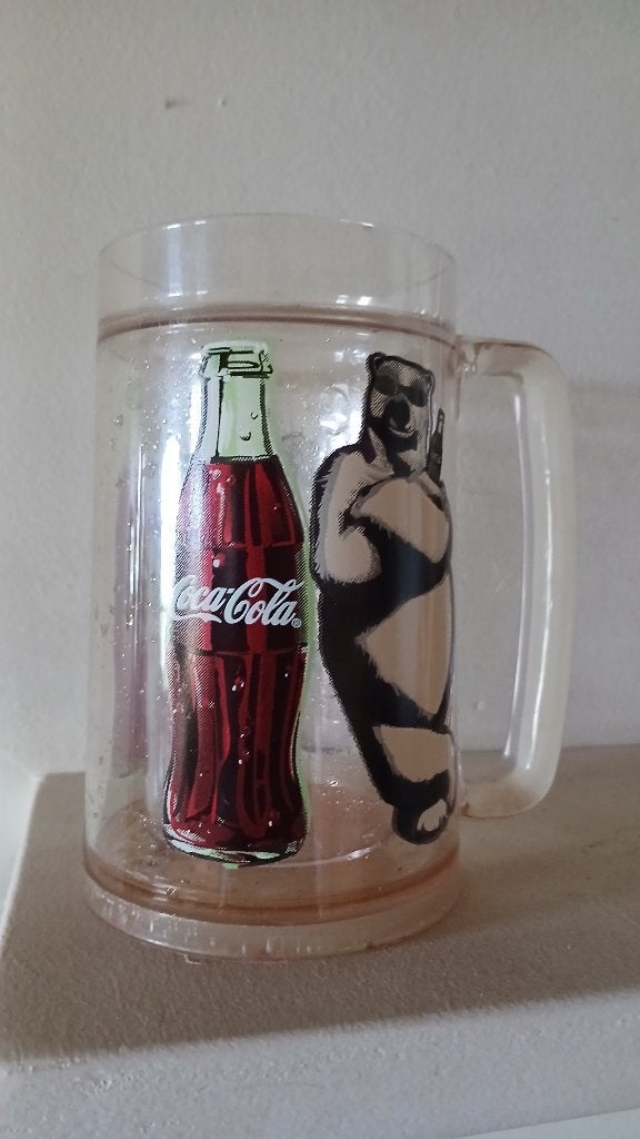 Vintage Coca-Cola ijsbeer thermobeker (koelen bierflesje), Ophalen, Overige typen, Kunststof, Zo goed als nieuw