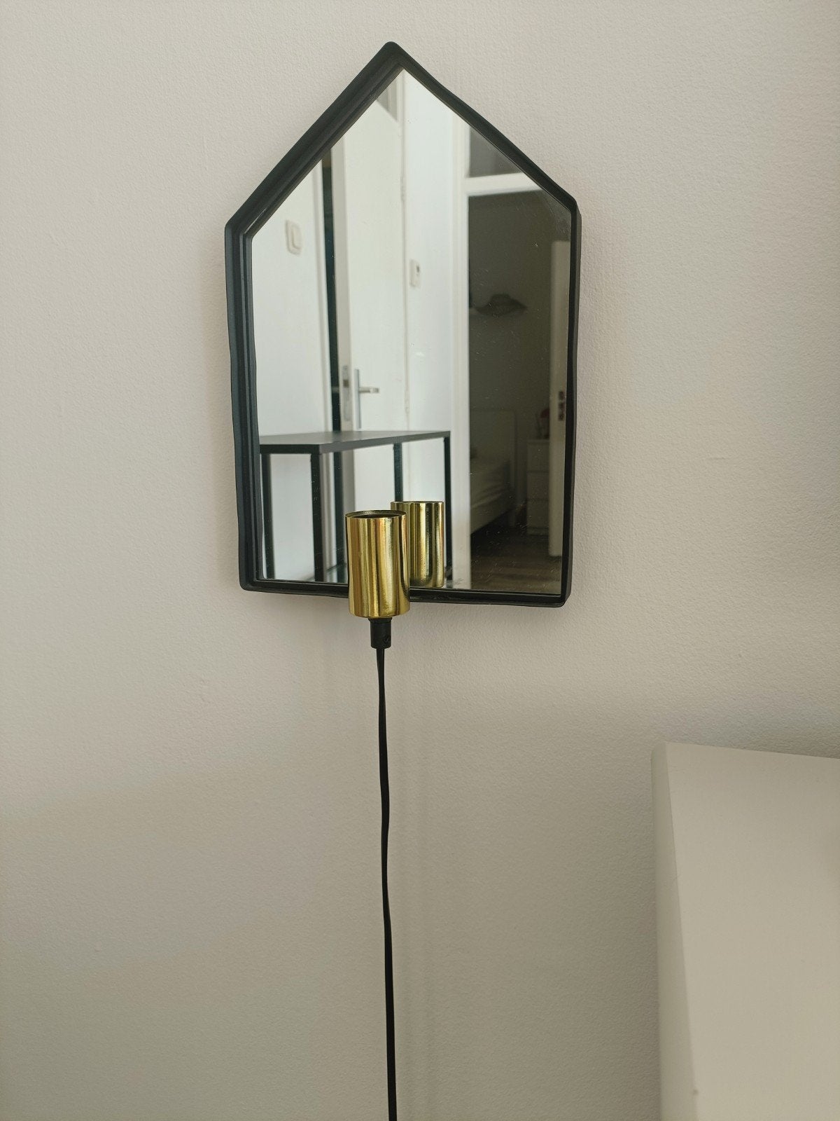 Industriele hang muur lamp zwart spiegel, Ophalen of Verzenden, Zo goed als nieuw, Zwart, Overige materialen