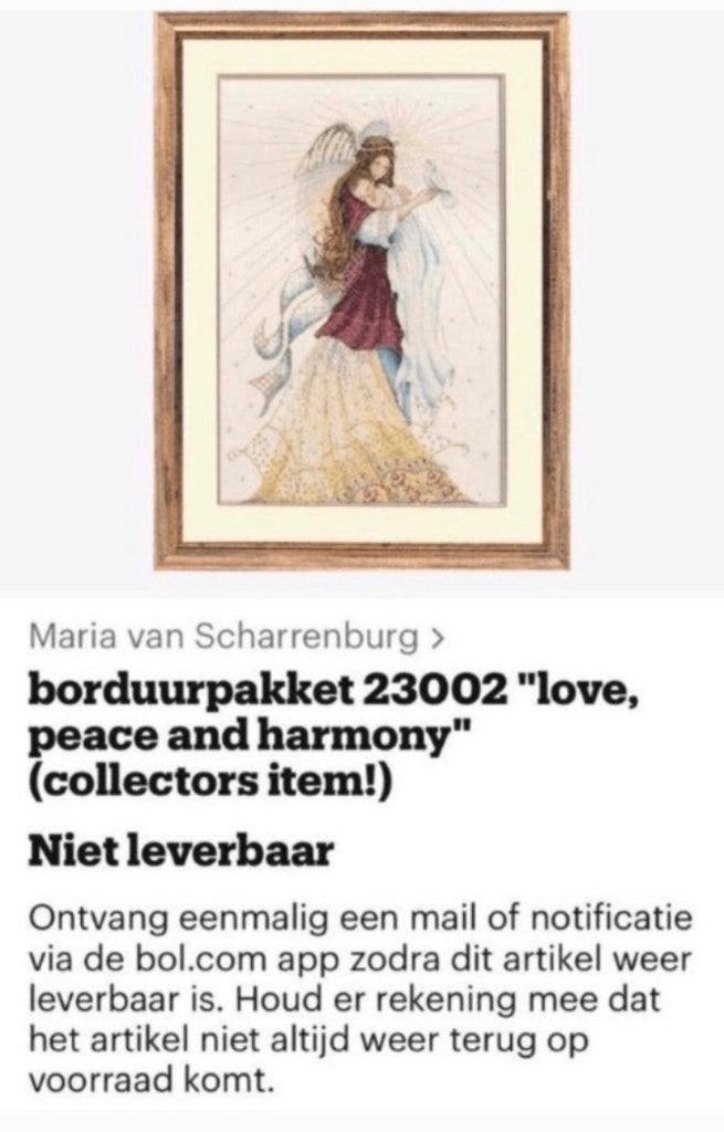 BORDUURPAKKET MARIA. V. SCHARRENBURG LOVE PEACE AND HARMONY, Verzenden, Nieuw, Handborduren, Borduurpakket
