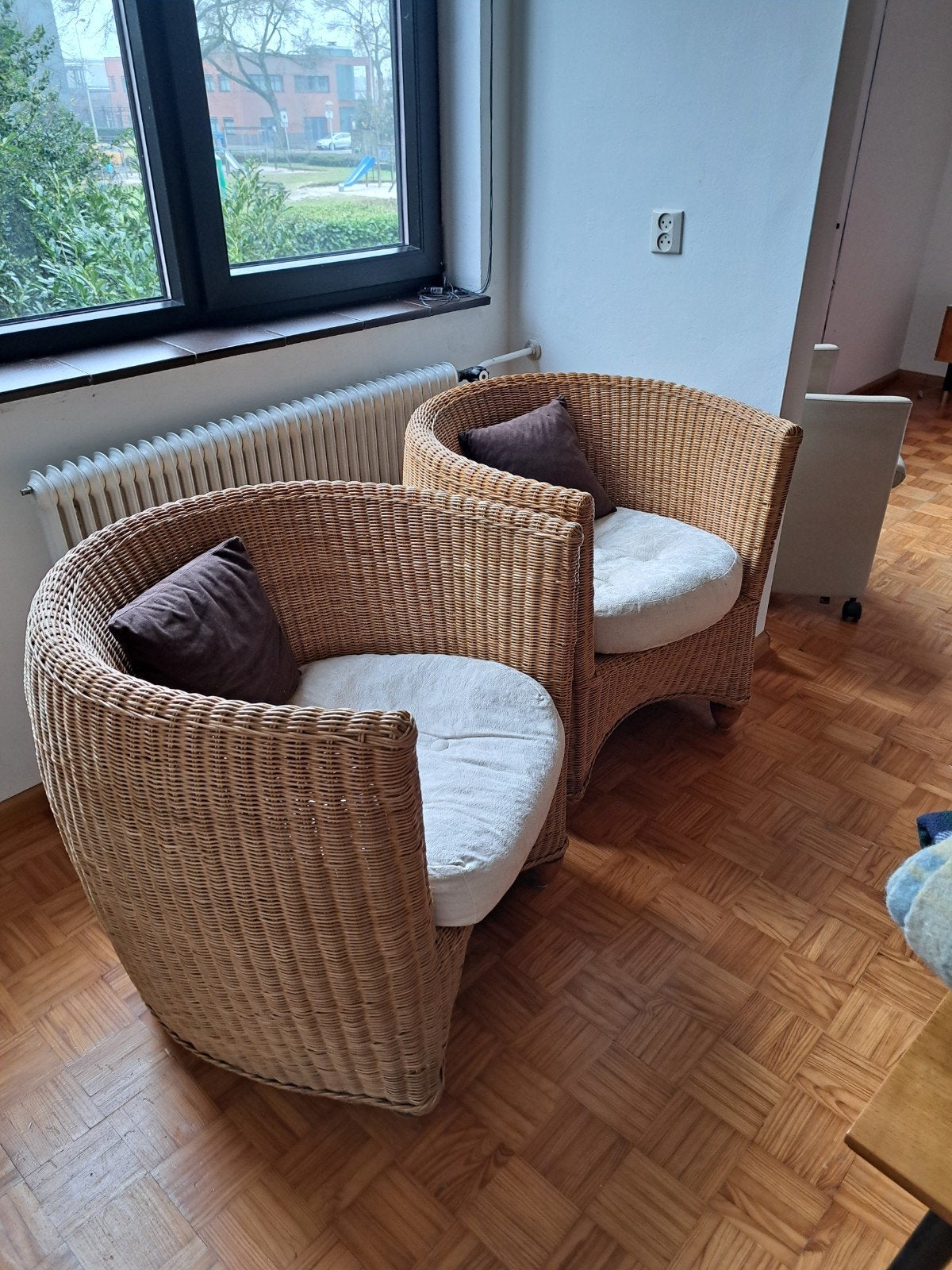 2  mooie aparte rotan fauteuils, Ophalen, Riet of Rotan, Bohemian, Vintage
