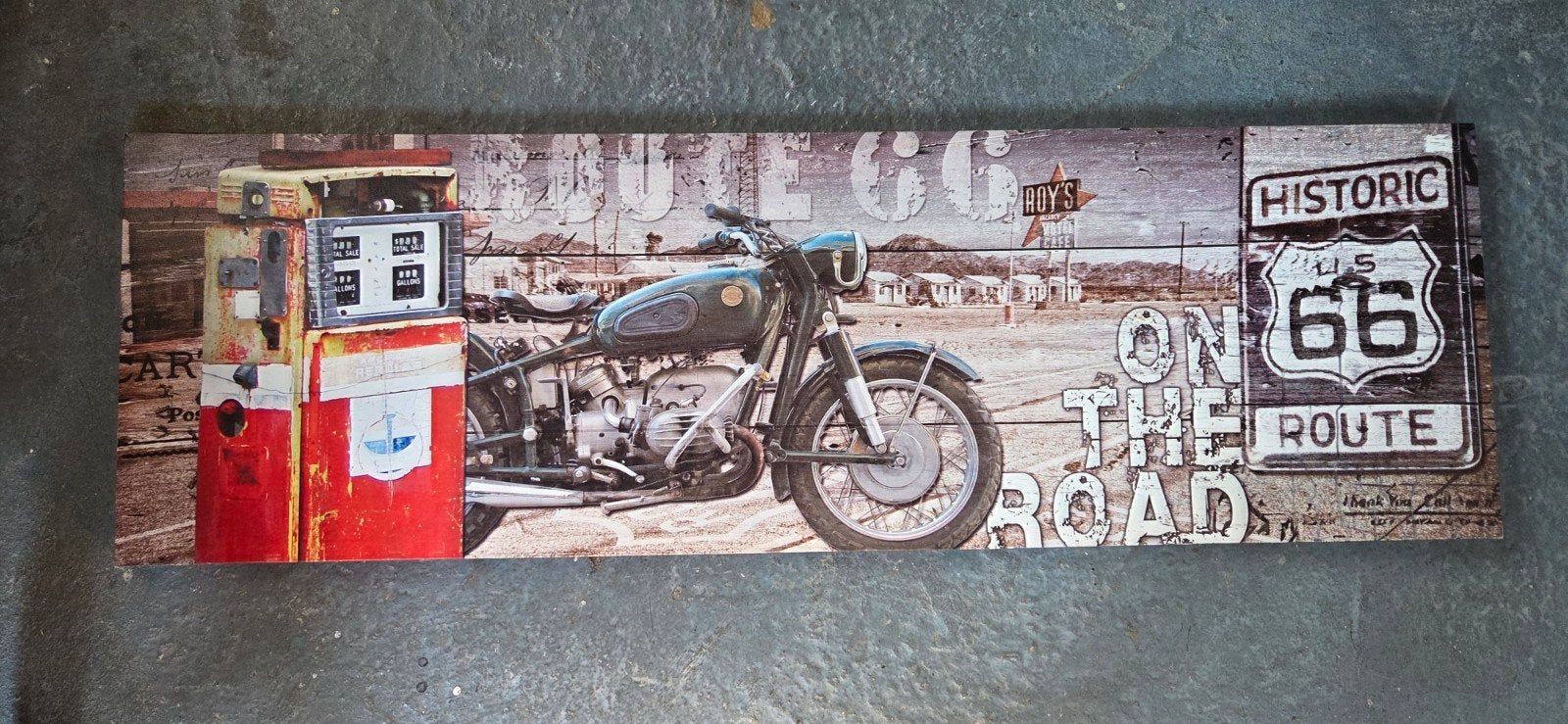 Canvas motor Route 66 wanddecoratie, Gebruikt, Ophalen of Verzenden, Print, 75 tot 100 cm