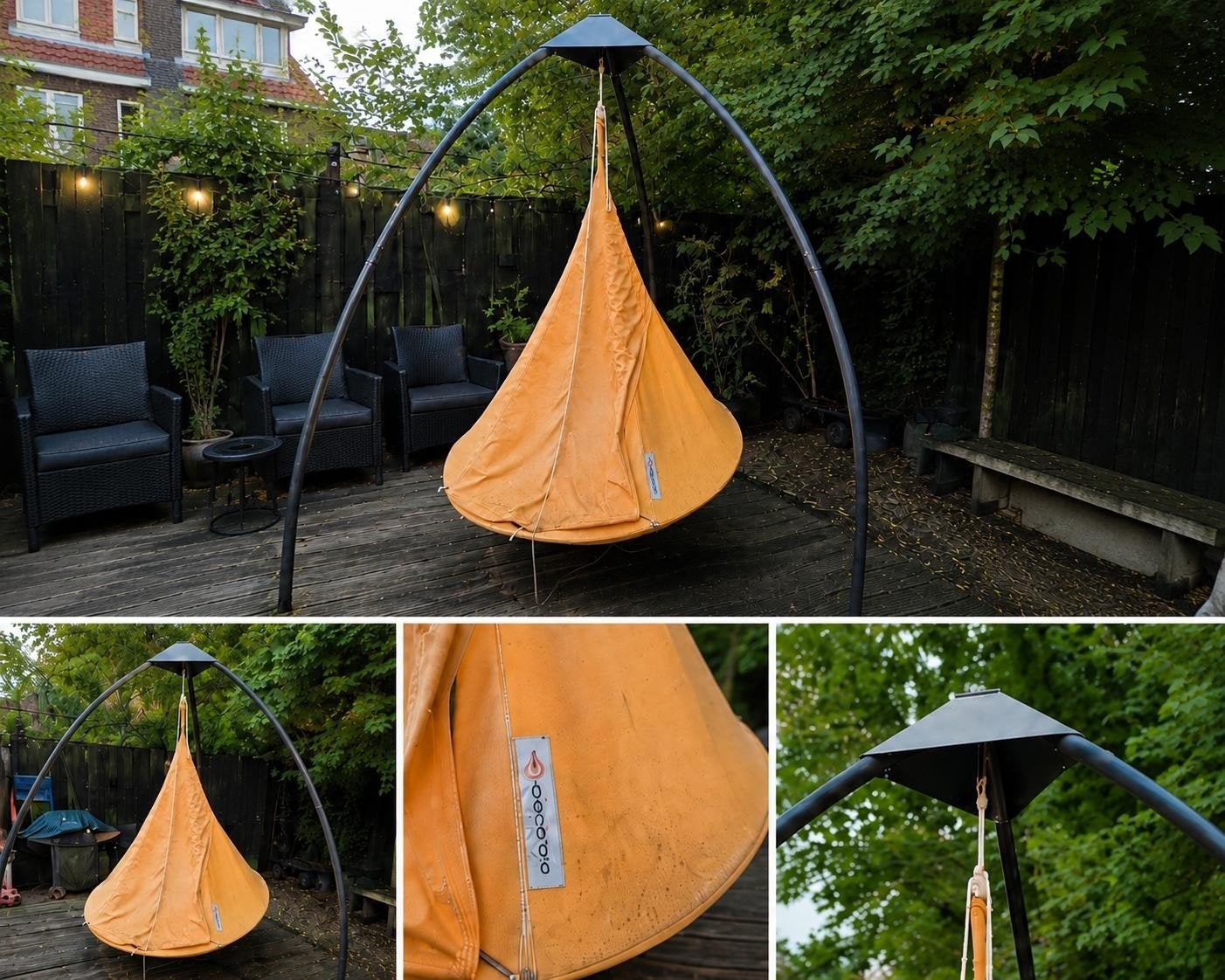 Cacoon hangtent / hangstoel okergeel, Ophalen, Zo goed als nieuw, Eenpersoons, Opvouwbaar