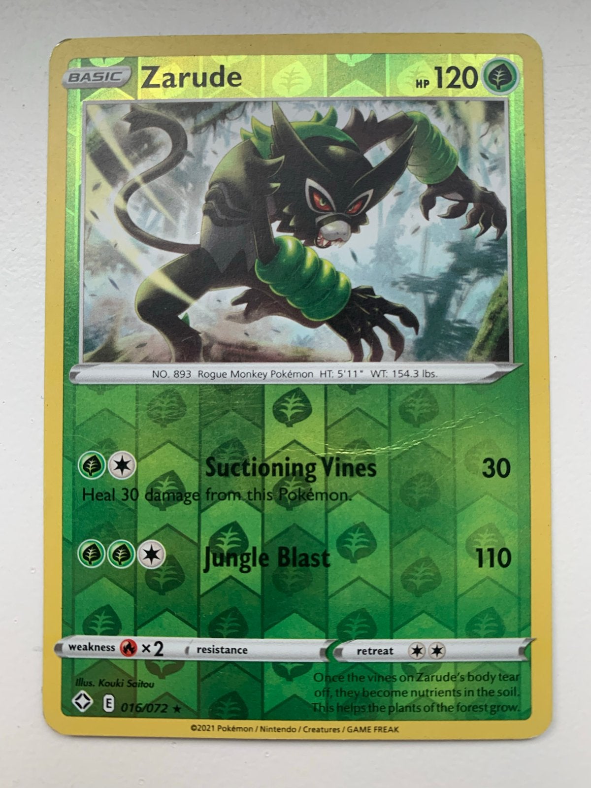 Pokemon kaart Zarude, Ophalen of Verzenden, Gebruikt, Losse kaart, Foil