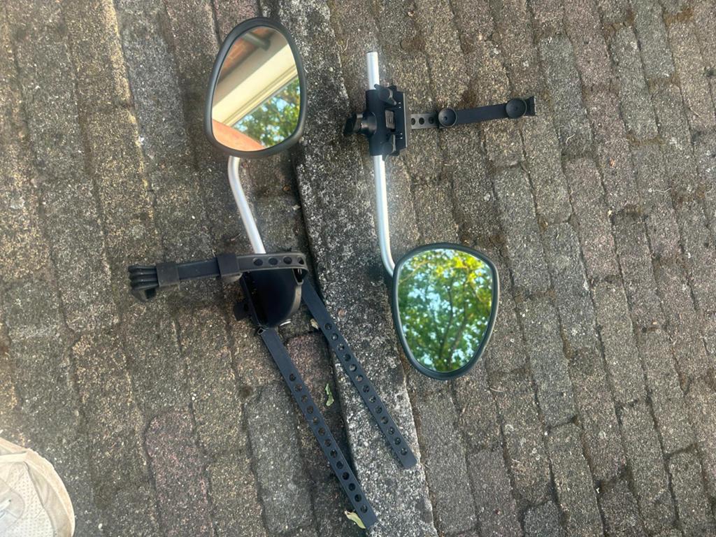 Repusel Alufor vlak caravanspiegel set korte arm., Ophalen of Verzenden, Gebruikt