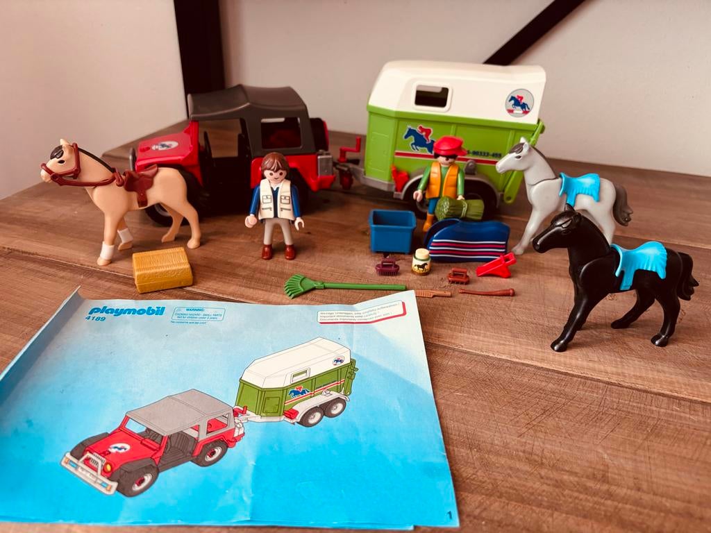 Playmobil 4189 Paardentrailer met Jeep en Paarden met extra!, Kinderen en Baby's, Speelgoed | Playmobil, Gebruikt, Ophalen of Verzenden