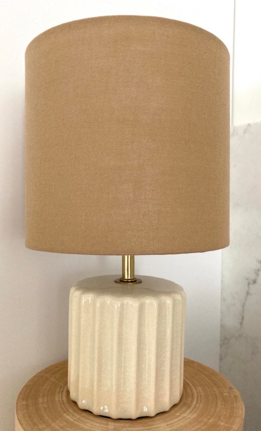 😍Linnen beige tafellamp goud keramiek geglazuurd lampenvoet, Beige, Textiel, Ophalen of Verzenden, Design