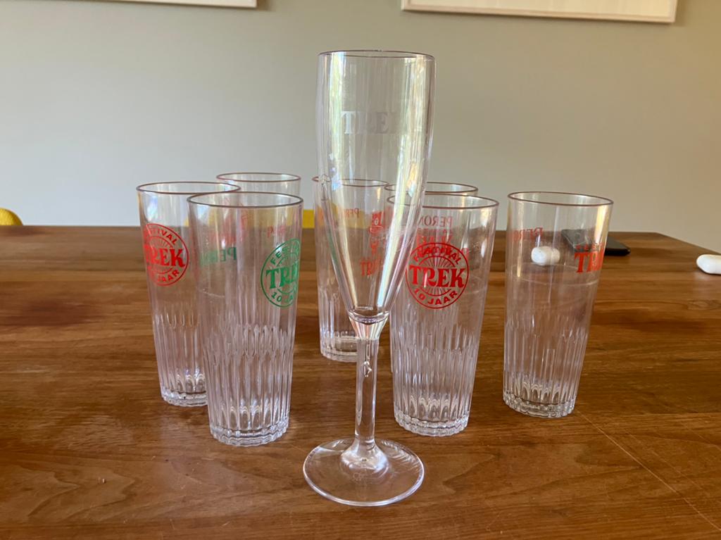 Festival trek glazen glas bekers Trek, Ophalen of Verzenden, Zo goed als nieuw, Overige typen