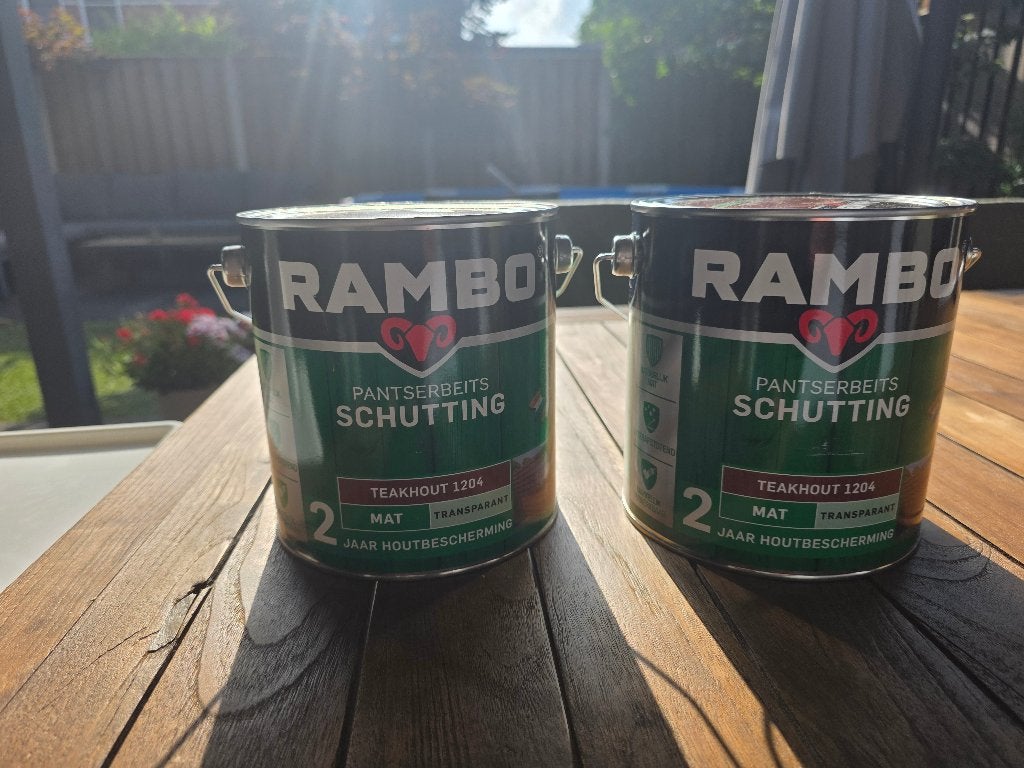 Rambo Pantserbeits schutting Teakhout 5L, Ophalen, Overige kleuren, 5 tot 10 liter, Nieuw