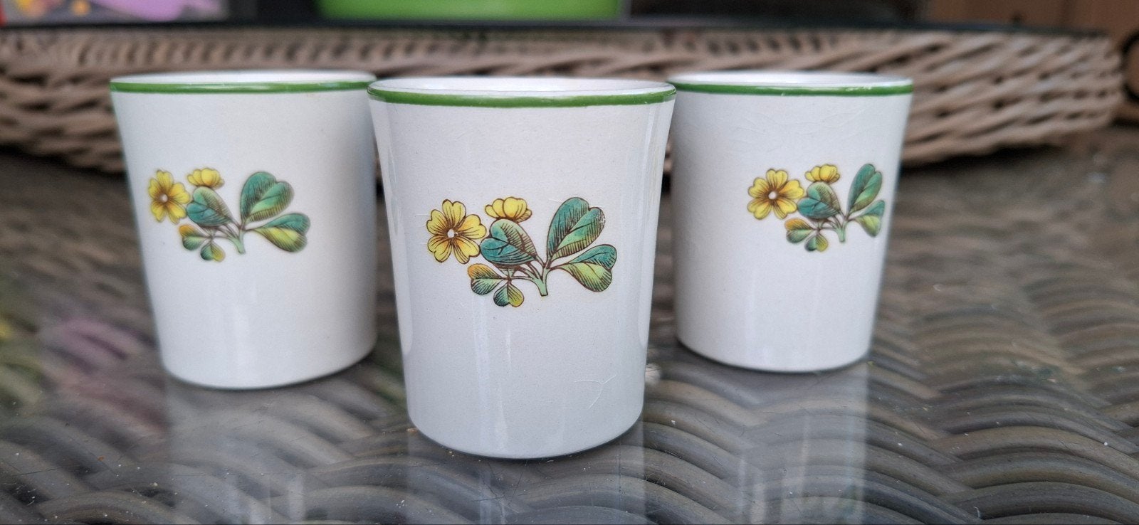Set van 3 Wedgewood Tunstall vaasjes met bloemmotief, Ophalen of Verzenden