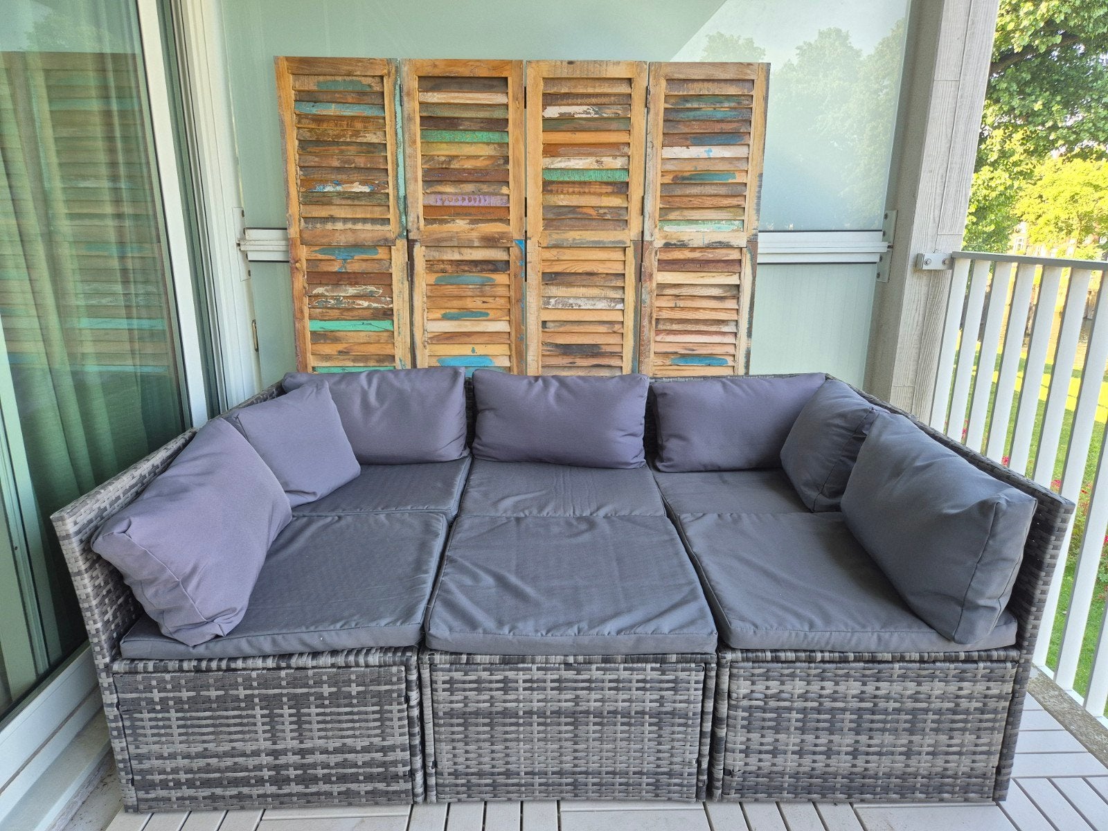 VidaXL Wicker Loungeset met Kussens - Grijs, Tuin en Terras, Tuinsets en Loungesets, Wicker, Hocker, Ophalen