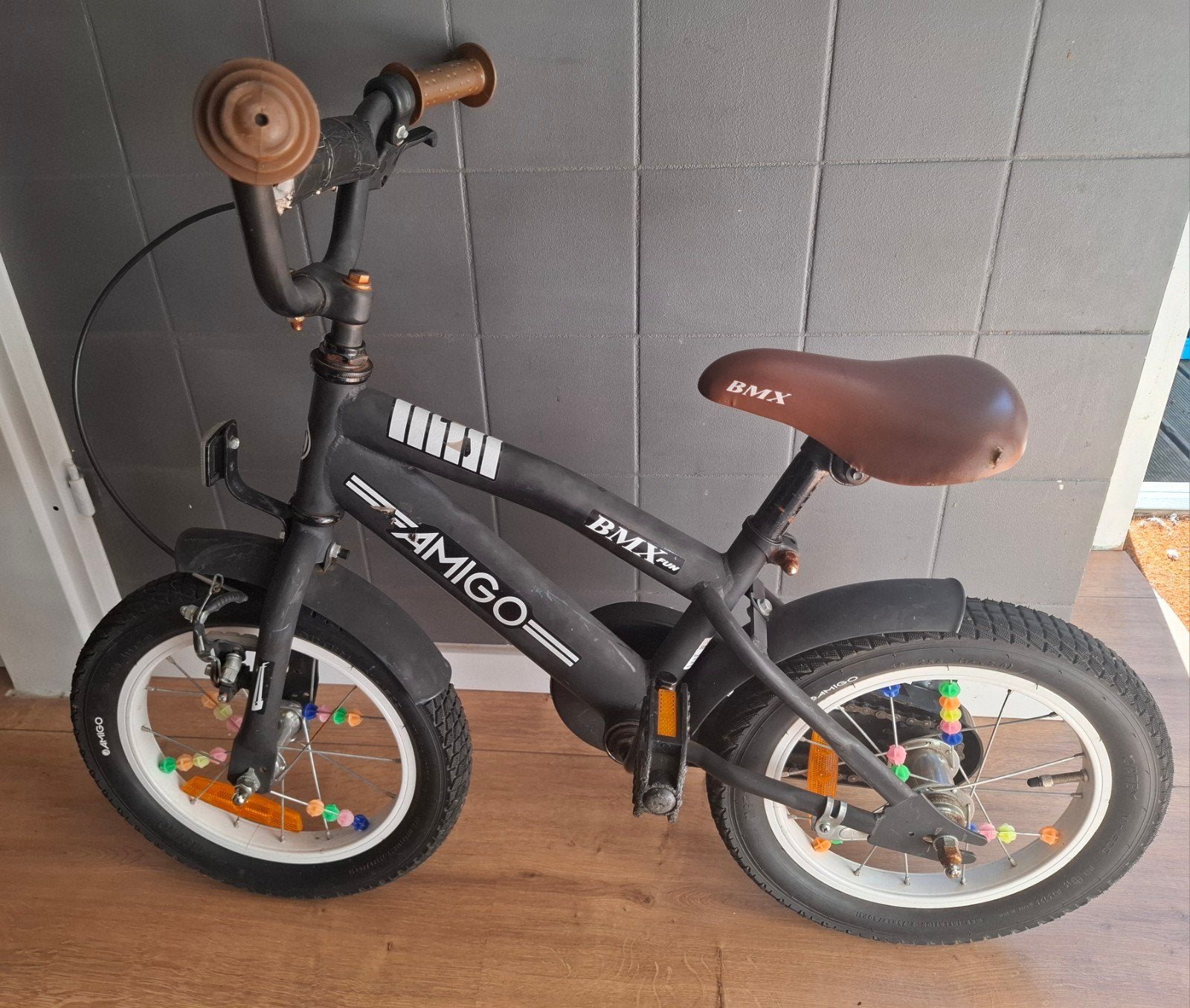 Stoere Amigo kinderfiets 14 inch - Gebruikt, Fietsen en Brommers, Ophalen, Terugtraprem, Gebruikt, Minder dan 16 inch