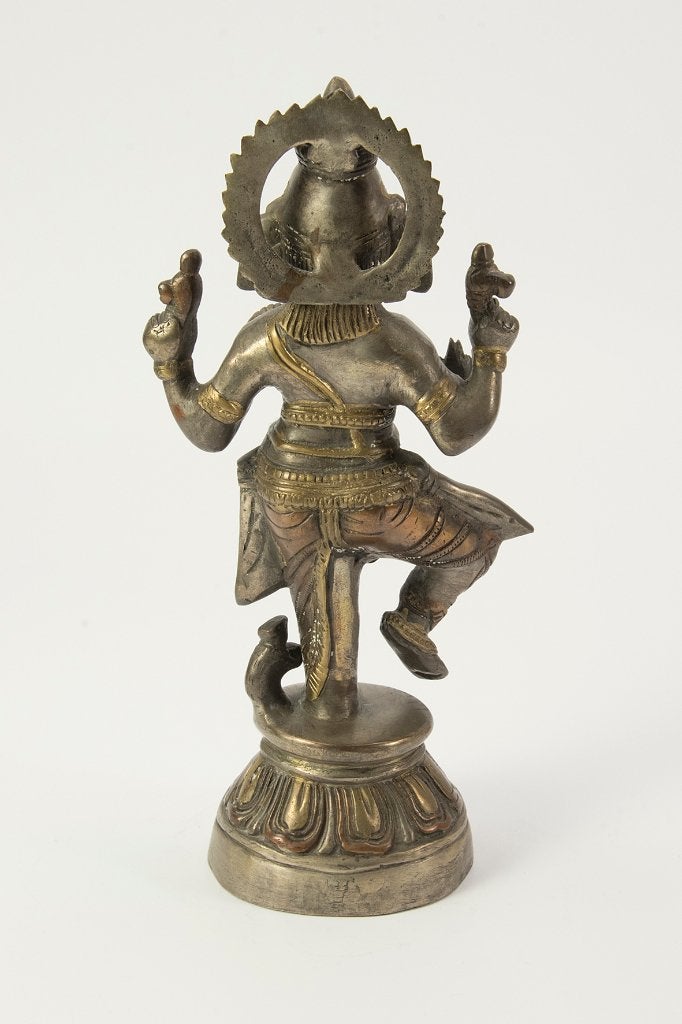 Antiek bronzen beeld van dansende Ganesha, Minder dan 20 cm, Ophalen of Verzenden, Beeld, Azië