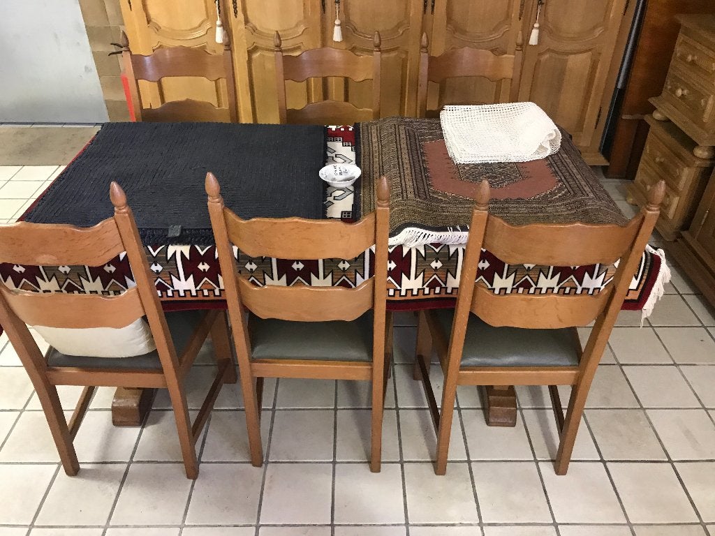 massief eiken woonkamer Tafel met 6 stoelen kast, dressoir,, Ophalen, Gebruikt, Eiken, 4 tot 6 stoelen