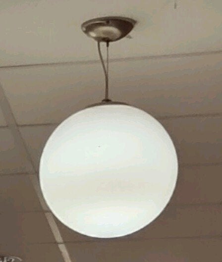Matglazen hanglamp 30 cm, Ophalen, Gebruikt, Glas, E27 (groot)