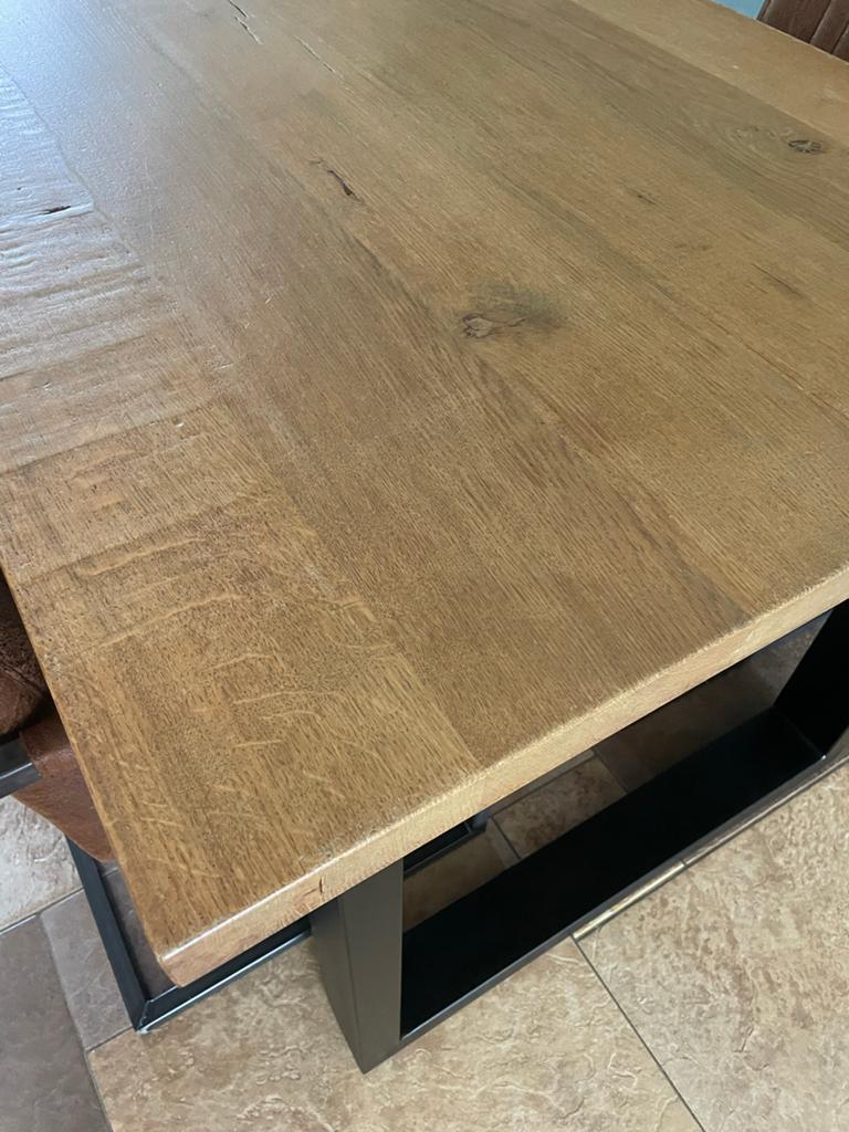 Massief eiken eettafel 230x100 cm - Zware kwaliteit, Gebruikt, 100 tot 150 cm, Eikenhout, 200 cm of meer