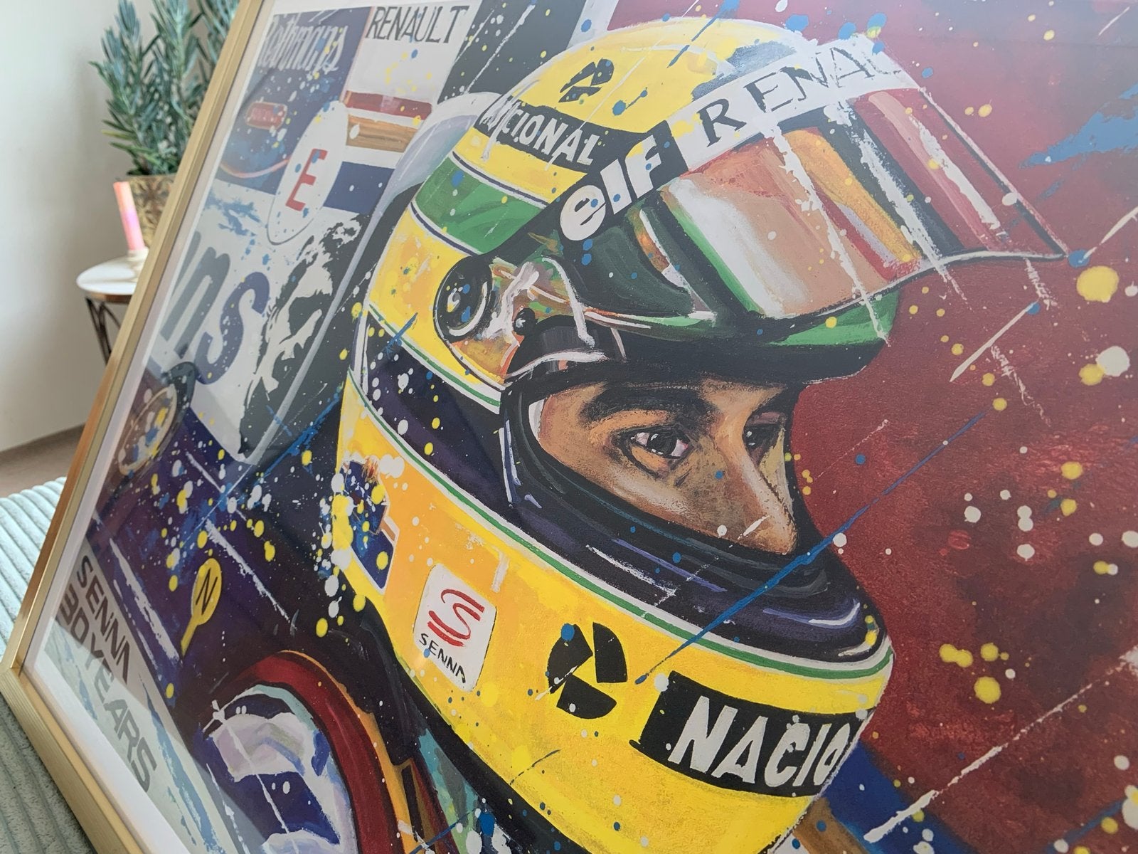 Ayrton Senna F1 Racing Legende Schilderij - Gesigneerd, Voertuigen, Ophalen of Verzenden, Gesigneerd, Gemengde techniek