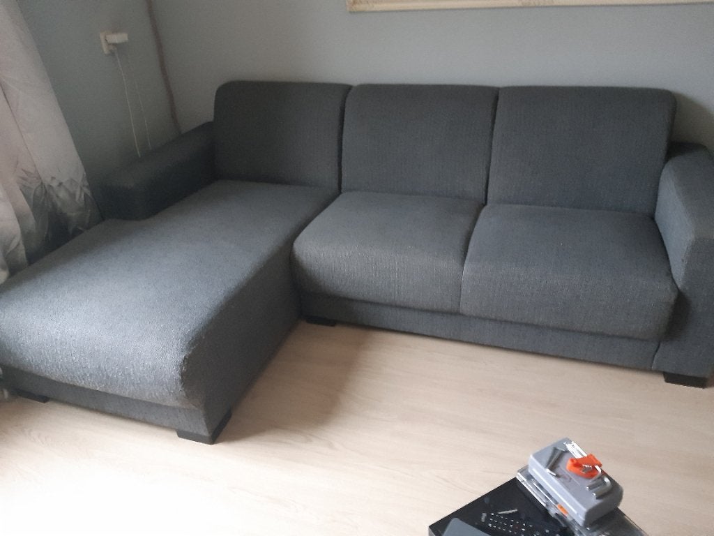 Gratis af te halen: Comfortabele grijze hoekbank, Ophalen, 250 tot 300 cm, Gebruikt, Hoekbank
