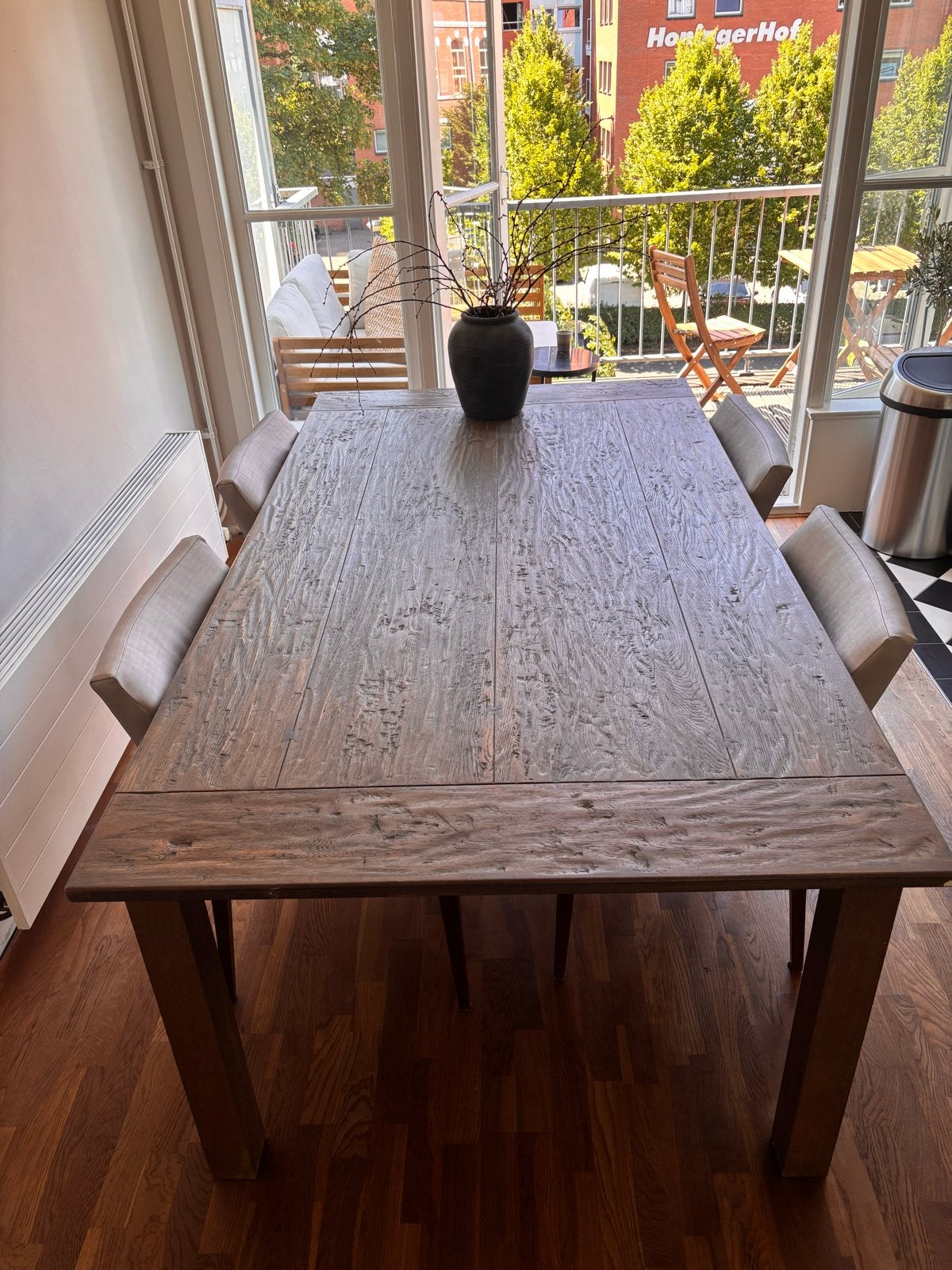 Prachtige massieve eiken eettafel - 2.20m x 1.20m, Huis en Inrichting, Tafels | Eettafels, Ophalen, 100 tot 150 cm, Eikenhout