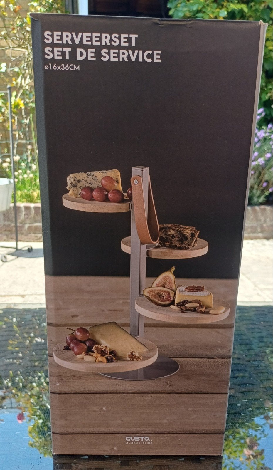 Gusta Serveerset - 3-laags etagere - Ø16x36CM, Ophalen, Overige typen, Hout, Nieuw