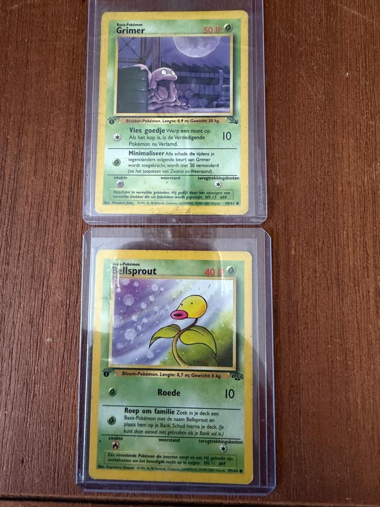 10 Nederlandse 1st Edition Pokémon kaarten Jungle & Fossil, Ophalen of Verzenden, Gebruikt, Meerdere kaarten