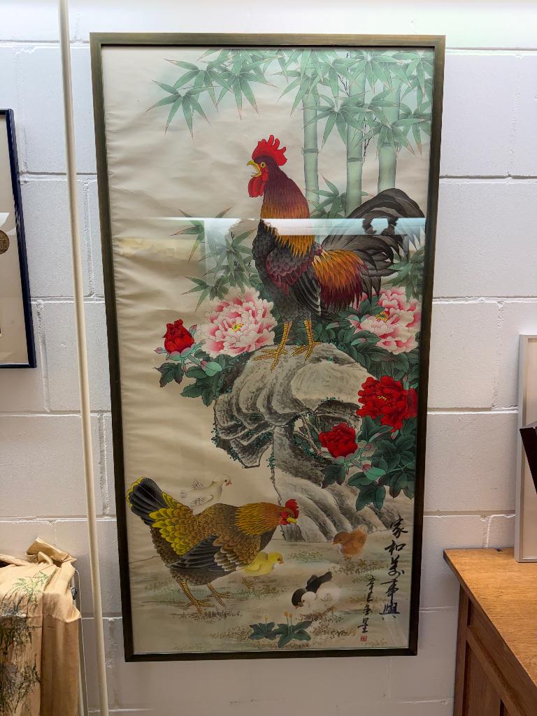 Schilderij cq tekening kippen asiatisch, Ophalen