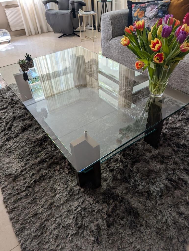 Moderne salontafel - 140x90x40 cm, Huis en Inrichting, Gebruikt, 100 tot 150 cm, Glas, Minder dan 50 cm
