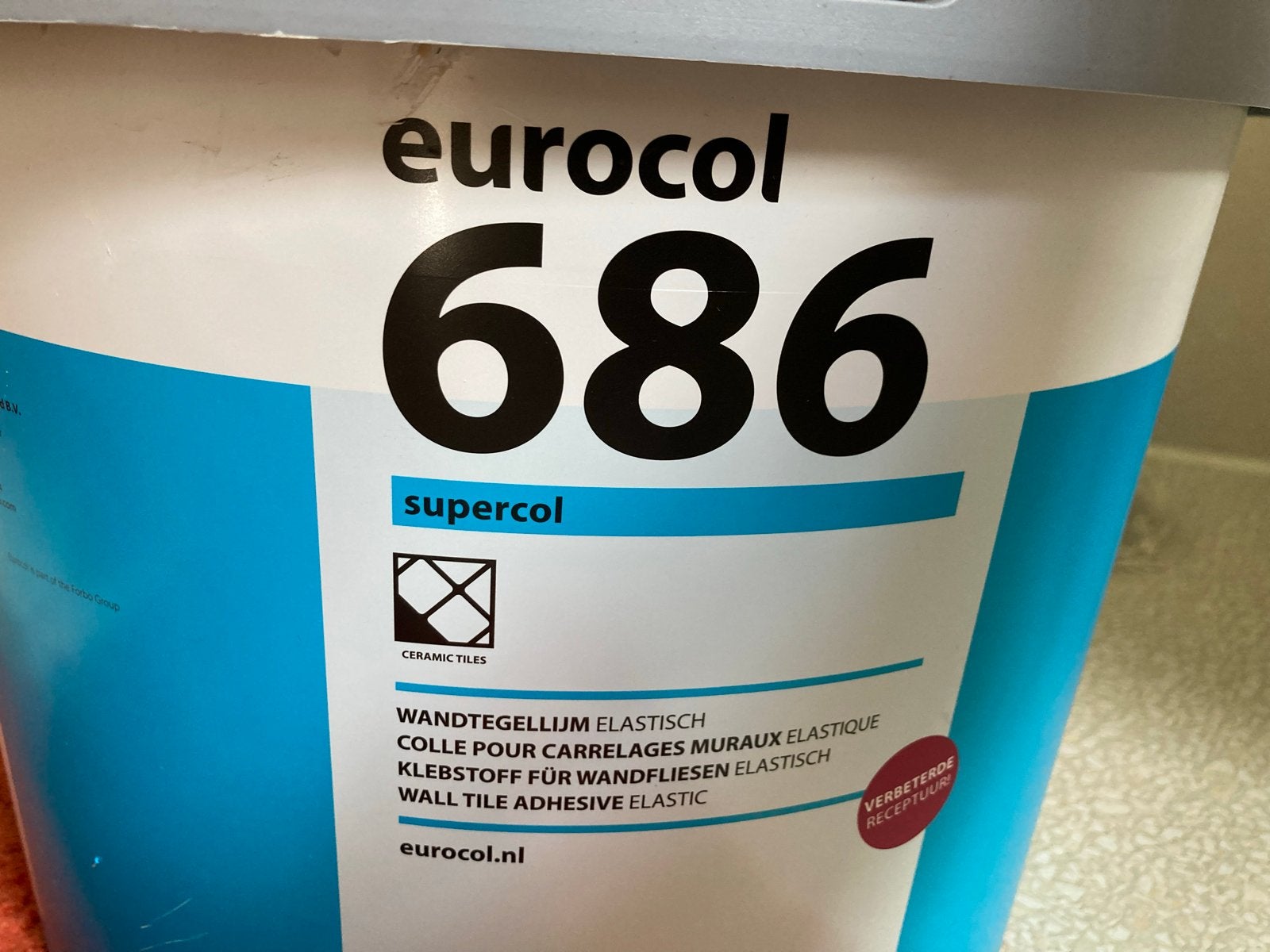 Eurocol 686 Supercol wandtegellijm - ruim de helft over, Doe-het-zelf en Verbouw, Ophalen, Gebruikt