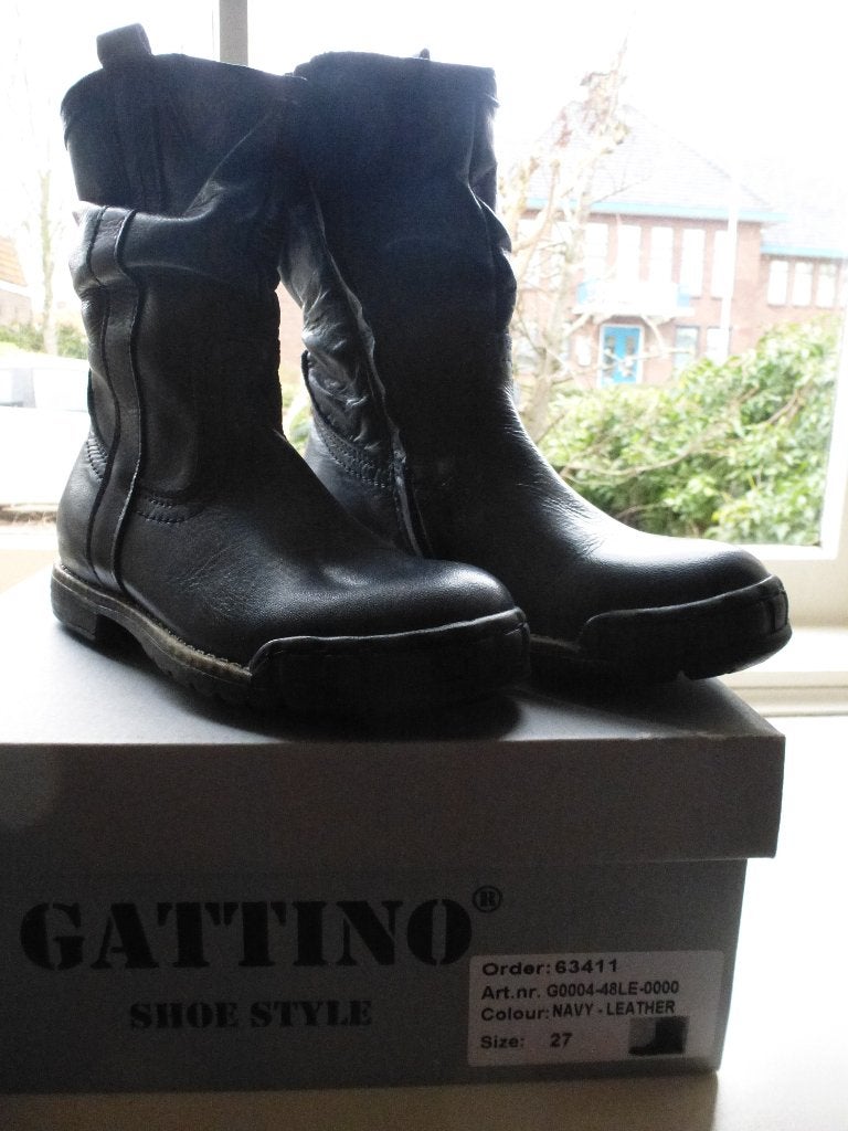 Nieuwe Gattino donkerblauwe leren laarsjes - Maat 27, Gattino, Jongen of Meisje, Nieuw, Ophalen of Verzenden