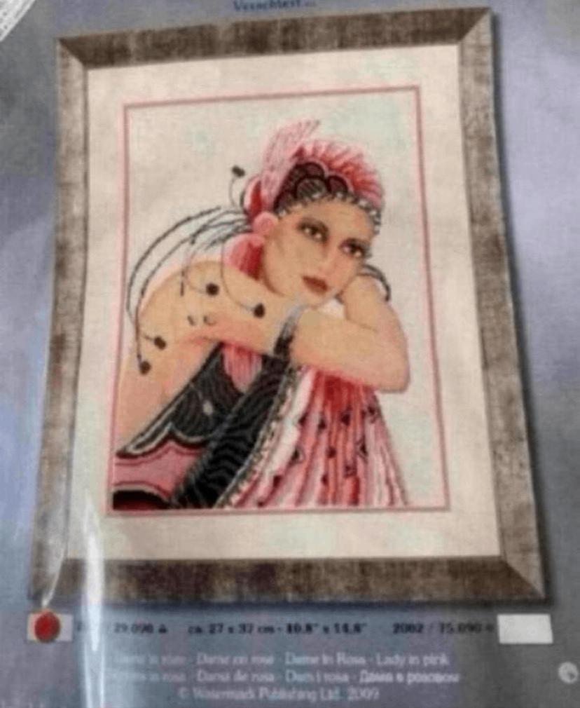 BORDUURPAKKET LADY IN PINK, Verzenden, Nieuw, Handborduren, Borduurpakket