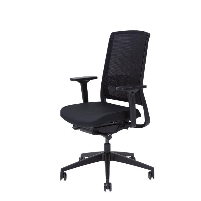 Bureaustoel Gispen Zinn Smart - Zwart - 4D - Refurbished, Zwart, Ophalen of Verzenden, Zo goed als nieuw, Bureaustoel